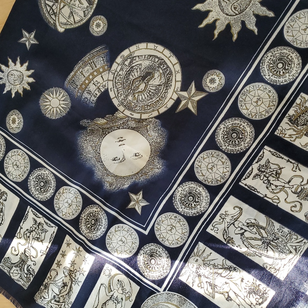Navy and White Celestial Scarf